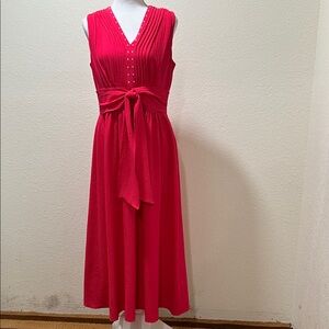 DKNY.  Chic Sleeveless Midi Dress in Vibrant Pink Coral